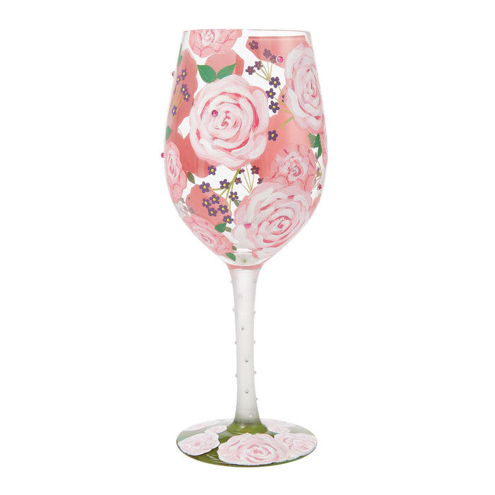 Pretty as a Peony Wine Glass