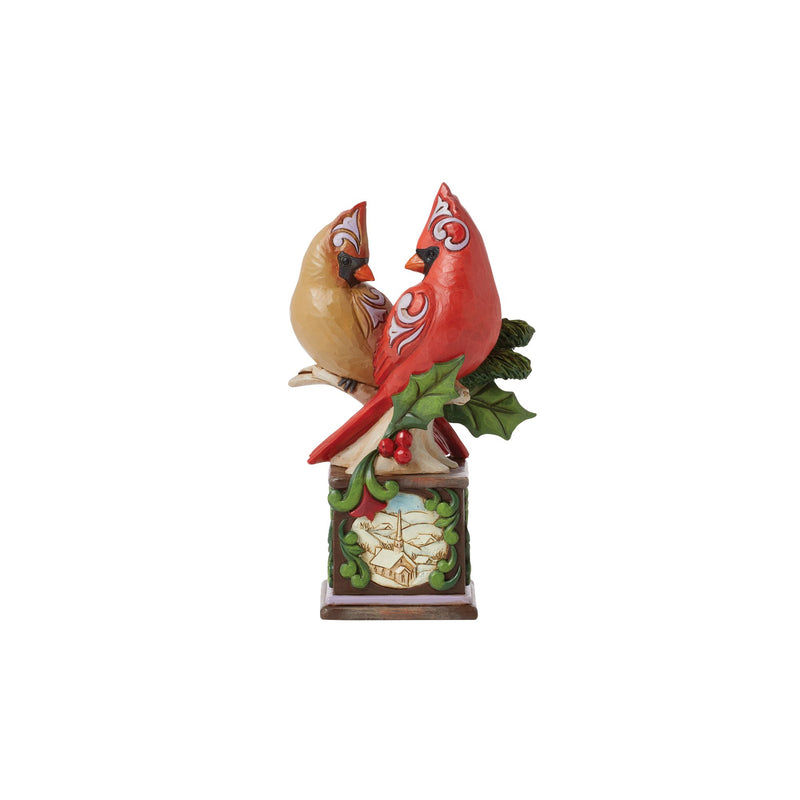 Cardinal Pair on Pedestal Fig