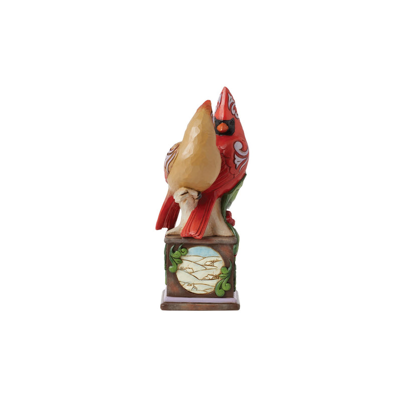 Cardinal Pair on Pedestal Fig