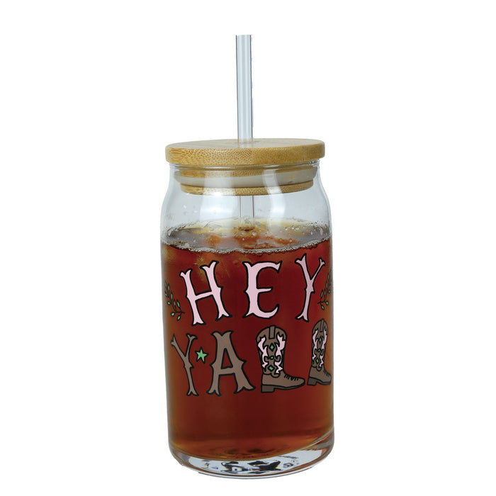 Hey Y All Latte Glass
