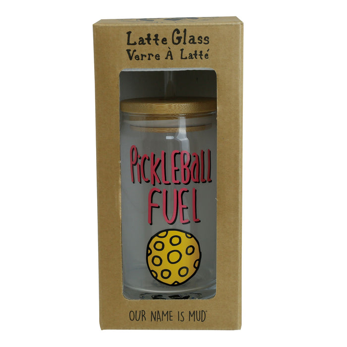 Pickleball Latte Glass w Lid