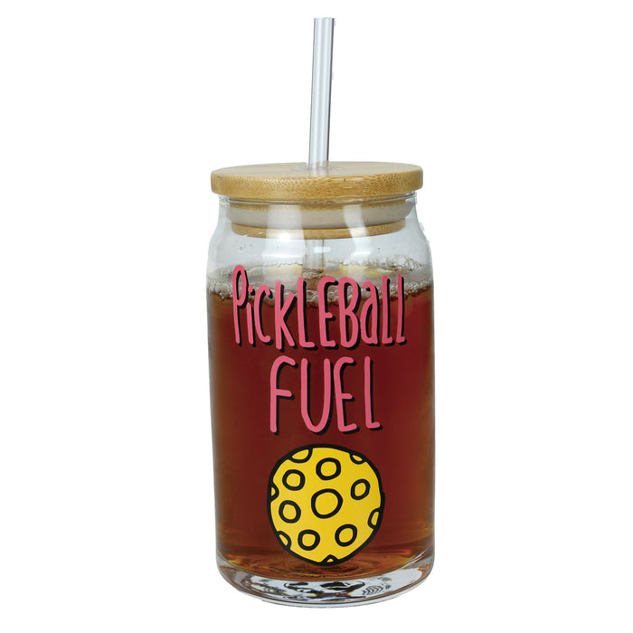 Pickleball Latte Glass w Lid