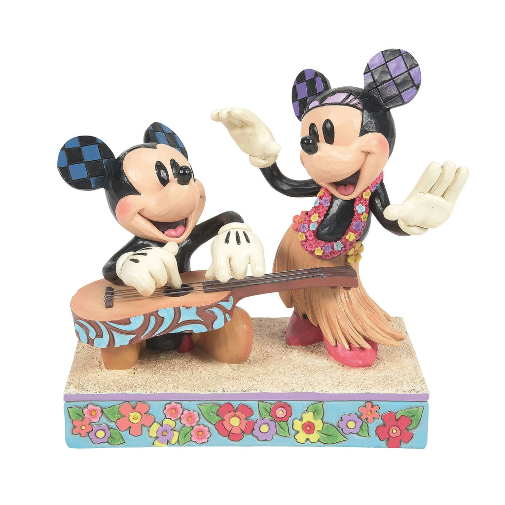 enesco 置物 Minnie & Mickey Surfboard W10.4×H19×D17.2cm Disney Traditions 600