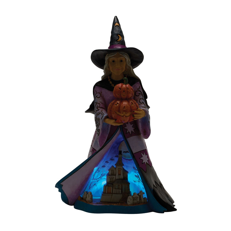 Witch Holding Pumpkins LED Fig