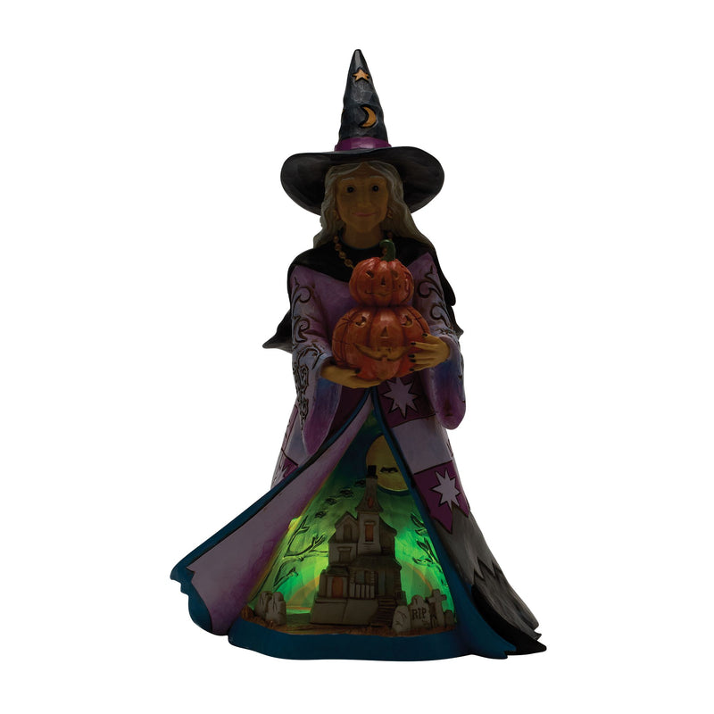 Witch Holding Pumpkins LED Fig