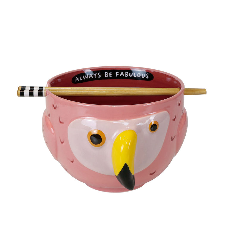 Flamingo Bowl with Chopsticks