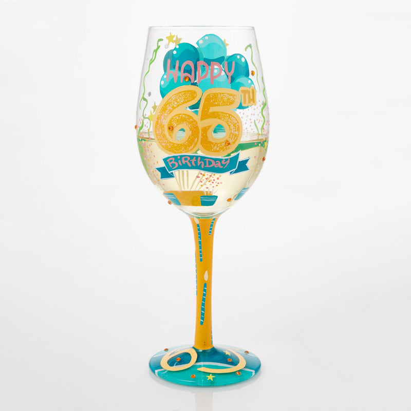 Happy 65th Wine Glass