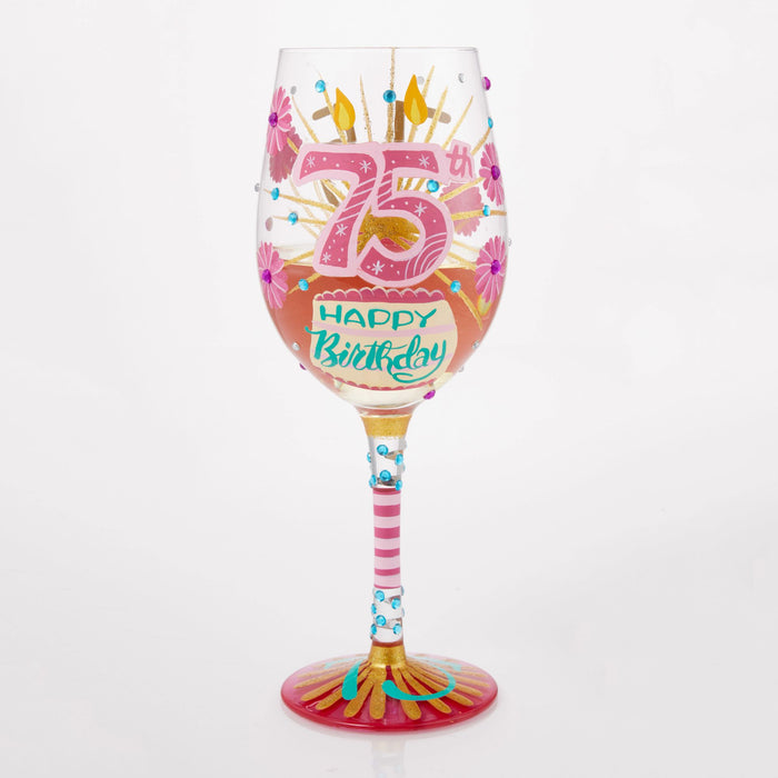 Happy 75th Wine Glass