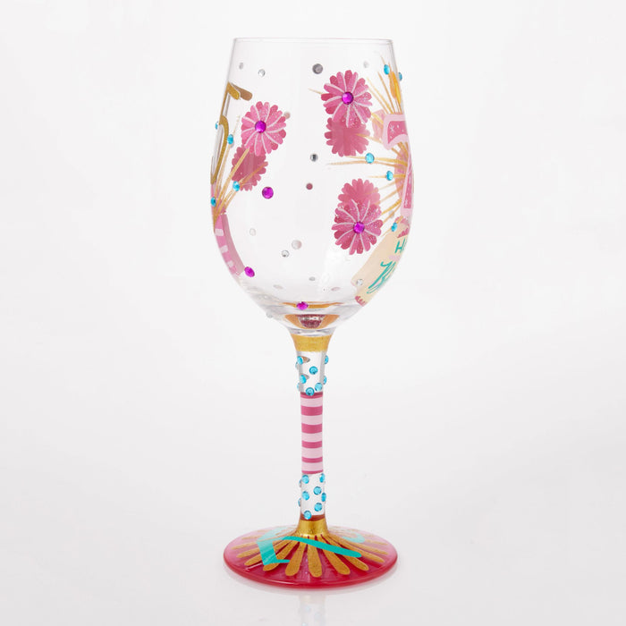 Happy 75th Wine Glass