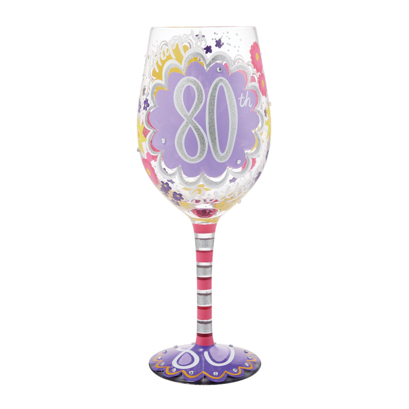 Happy 80th Wine Glass