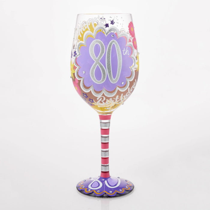Happy 80th Wine Glass