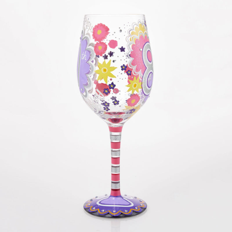Happy 80th Wine Glass