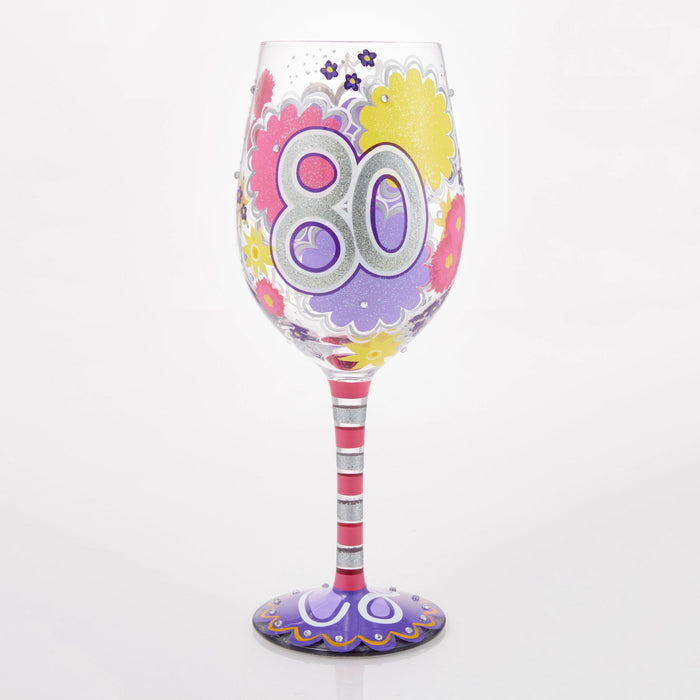 Happy 80th Wine Glass
