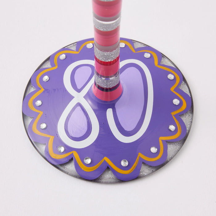 Happy 80th Wine Glass