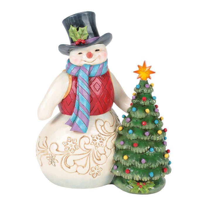 Snowman With Vintage Tree