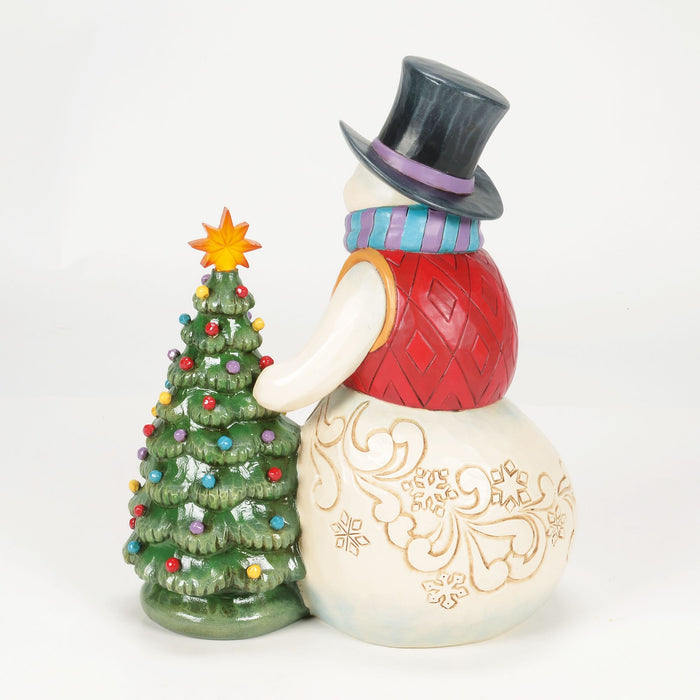 Snowman With Vintage LED Tree
