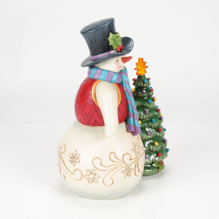 Snowman With Vintage LED Tree