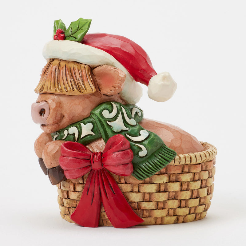 Highland Cow in Basket Mini