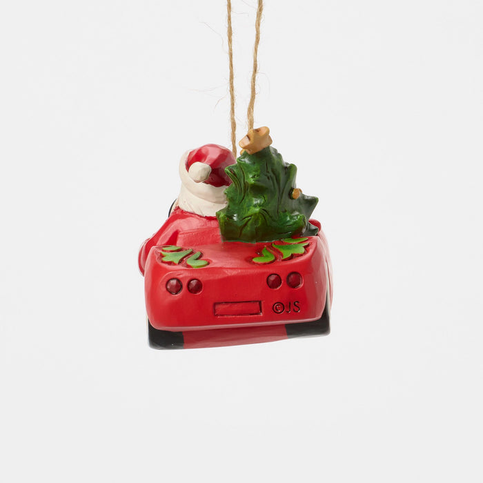 Santa in Sports Car Ornament