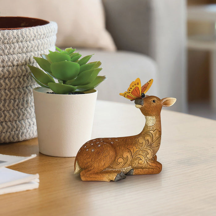 Deer with Butterfly Figurine