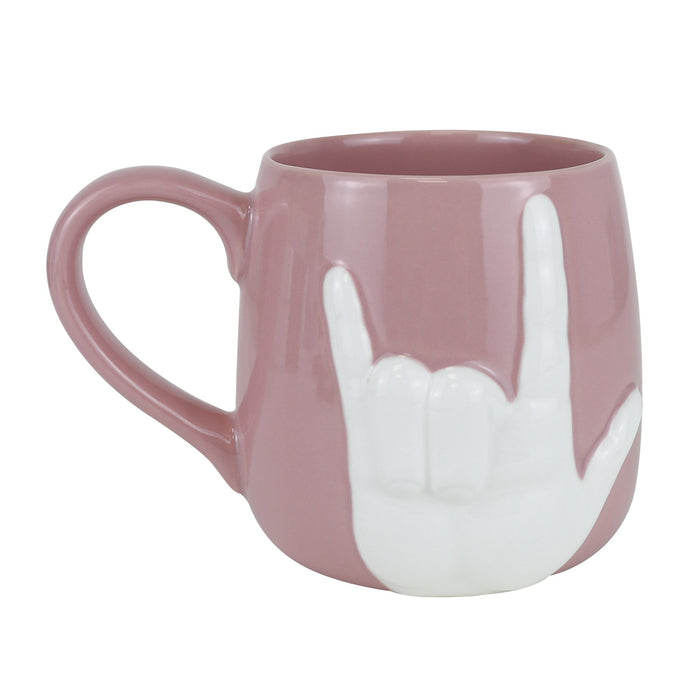 Love Sculpted  Hand Sign Mug