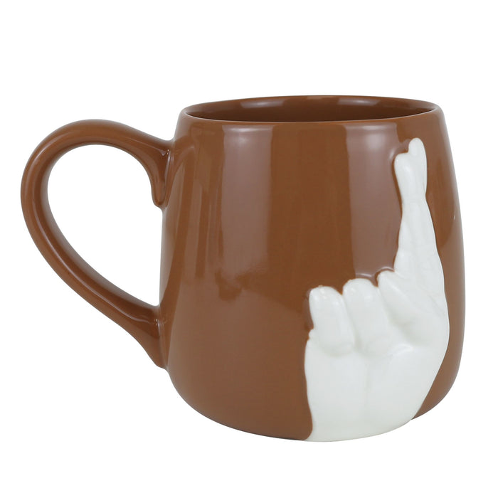 Fingers Crossed Hand Mug