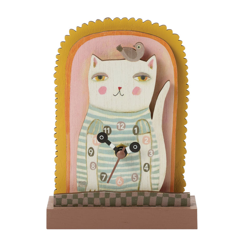 Purrfect Time  Wood Desk Clock