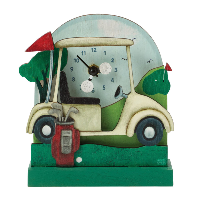 Tee Time Wood Desk Clock