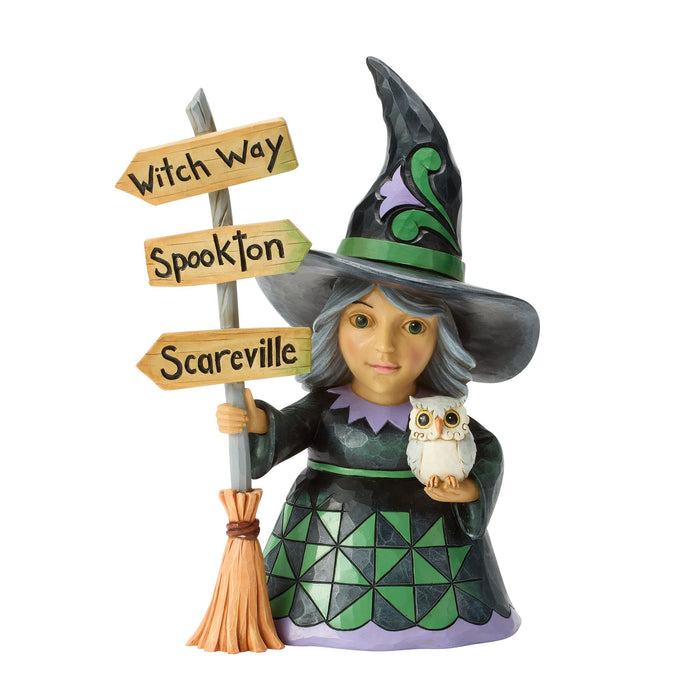 Good Witch Next to Broom Sign