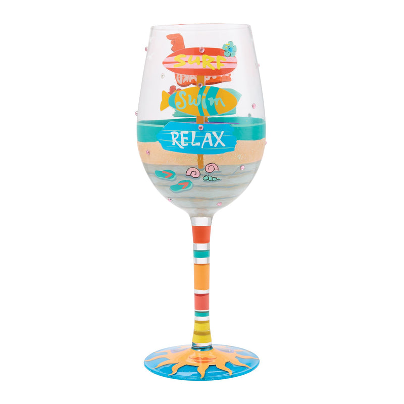 Beach Boardwalk Wine Glass
