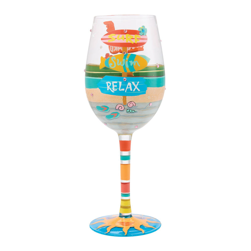 Beach Boardwalk Wine Glass