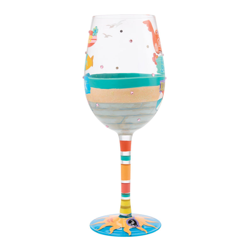 Beach Boardwalk Wine Glass