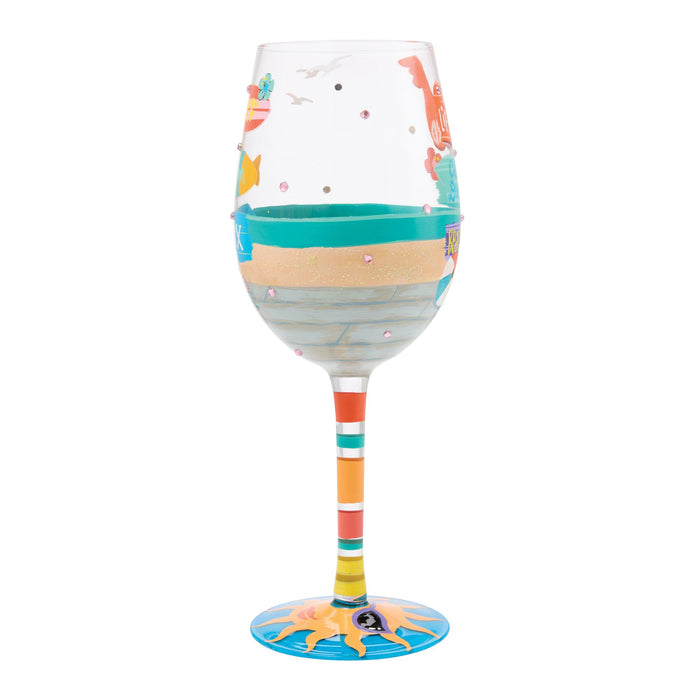 Beach Boardwalk Wine Glass