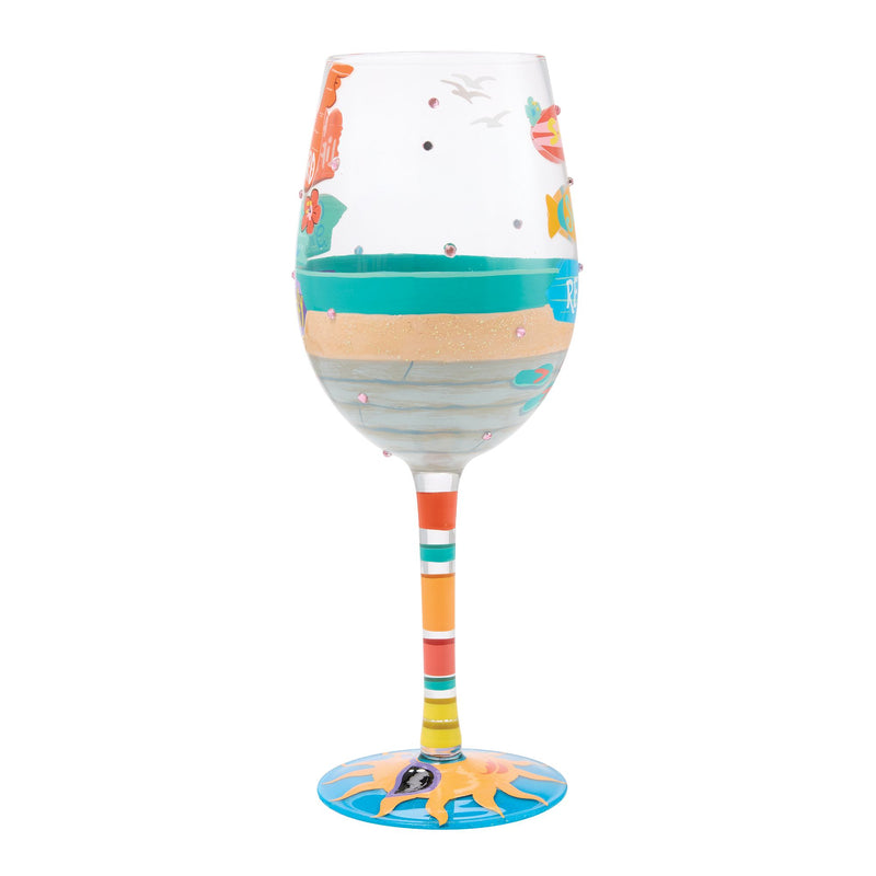 Beach Boardwalk Wine Glass