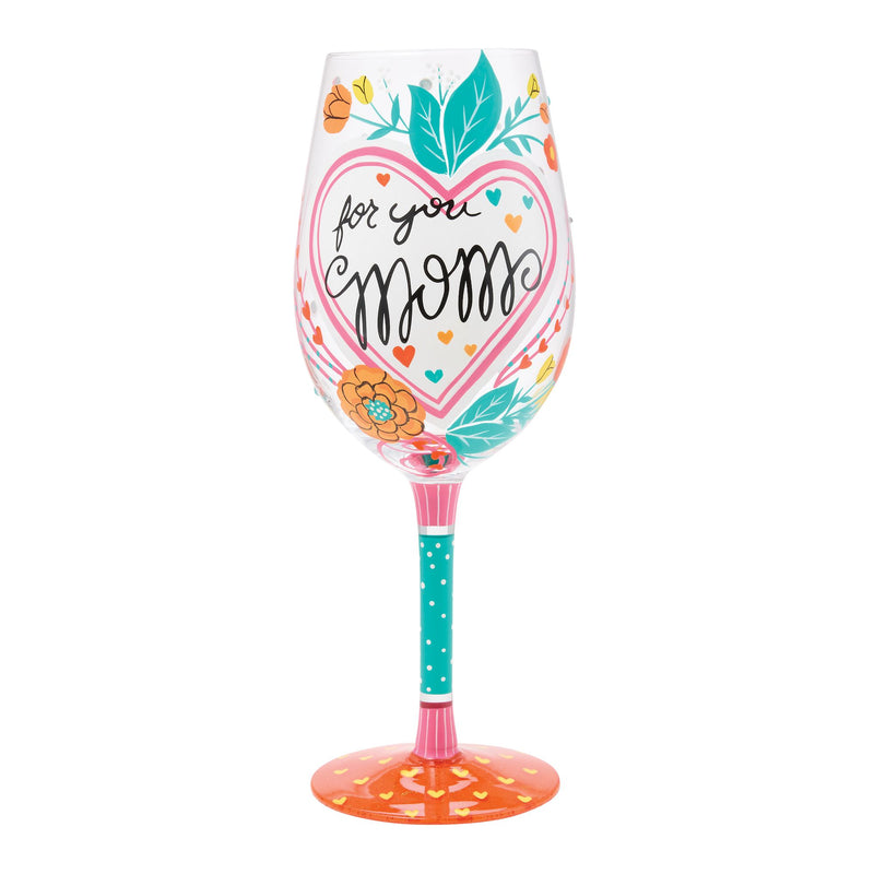 My Mom Has My Heart Wine Glass