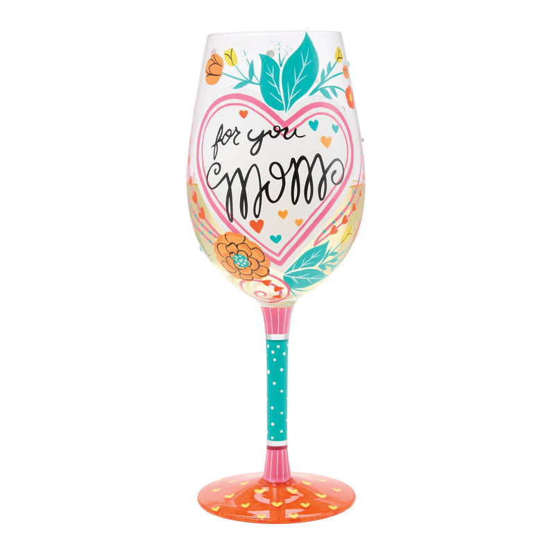 My Mom Has My Heart Wine Glass