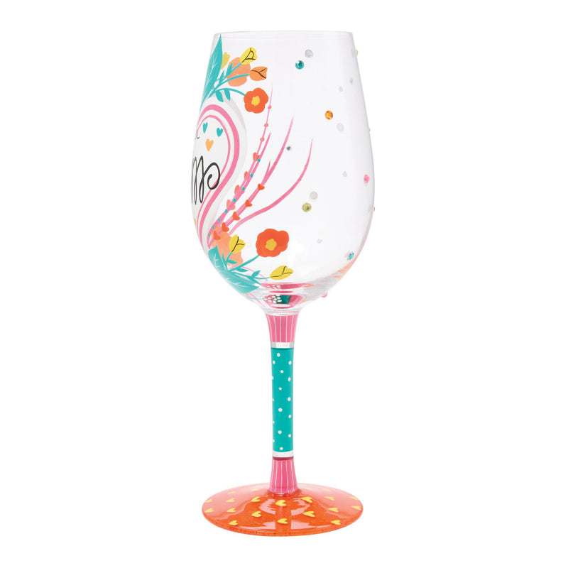 My Mom Has My Heart Wine Glass