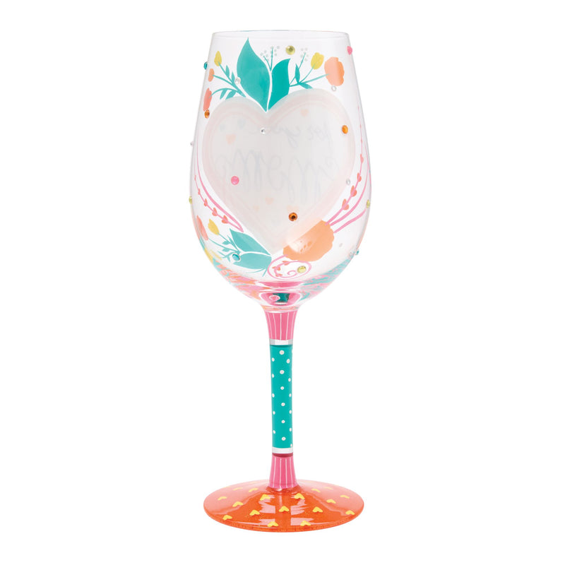 My Mom Has My Heart Wine Glass