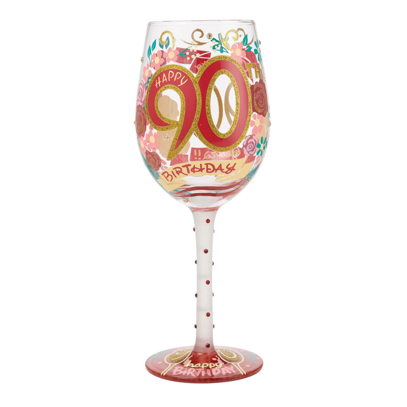 Happy 90th Birthday Wine Glass