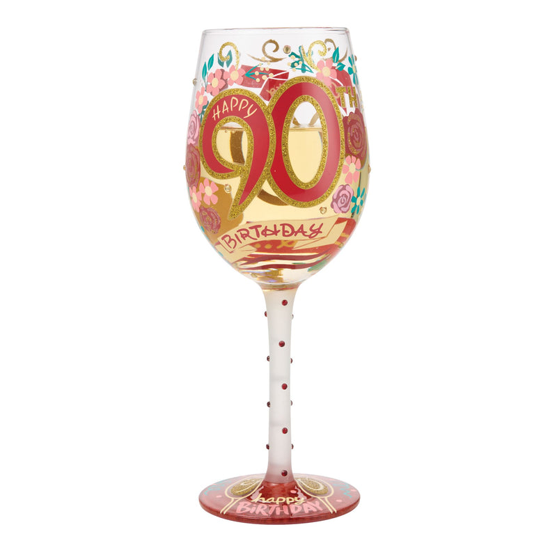Happy 90th Birthday Wine Glass