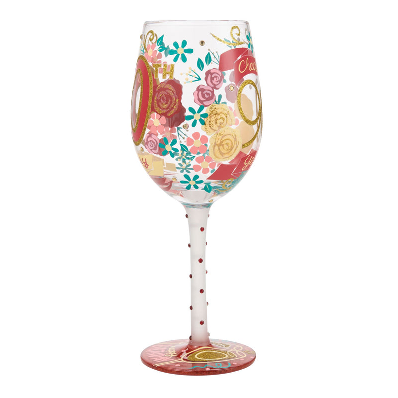Happy 90th Birthday Wine Glass