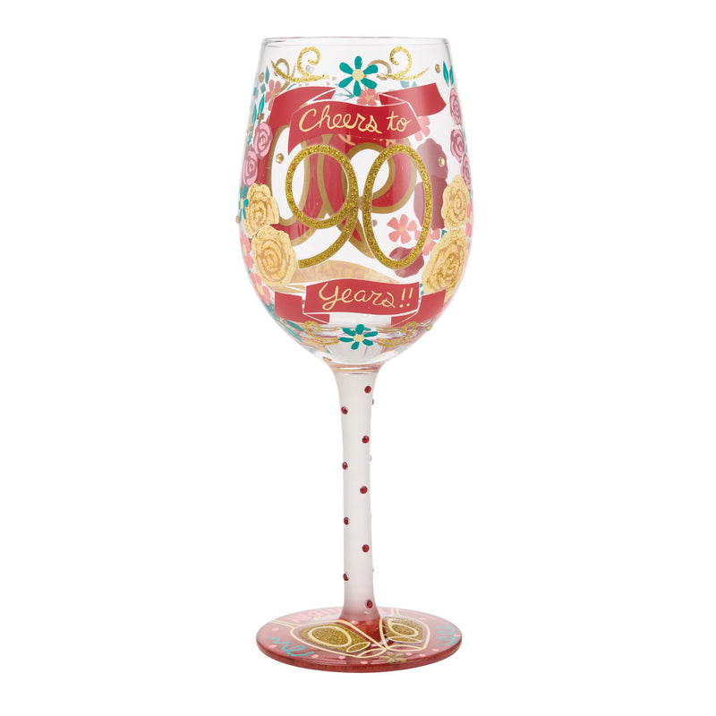 Happy 90th Birthday Wine Glass