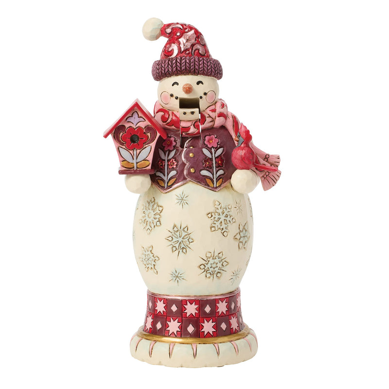 Snowman Nutcracker Red & Pink