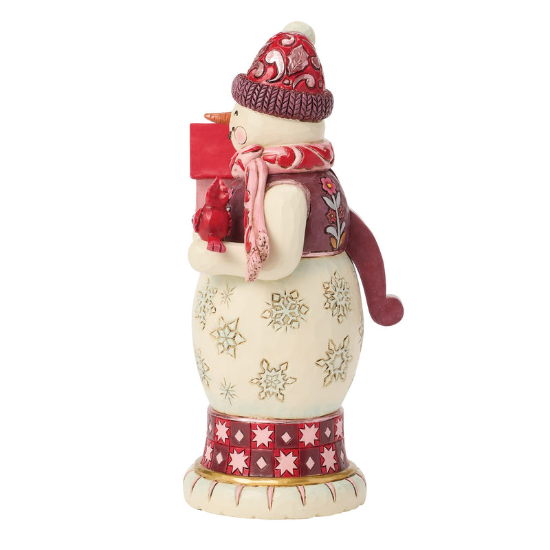 Snowman Nutcracker Red & Pink