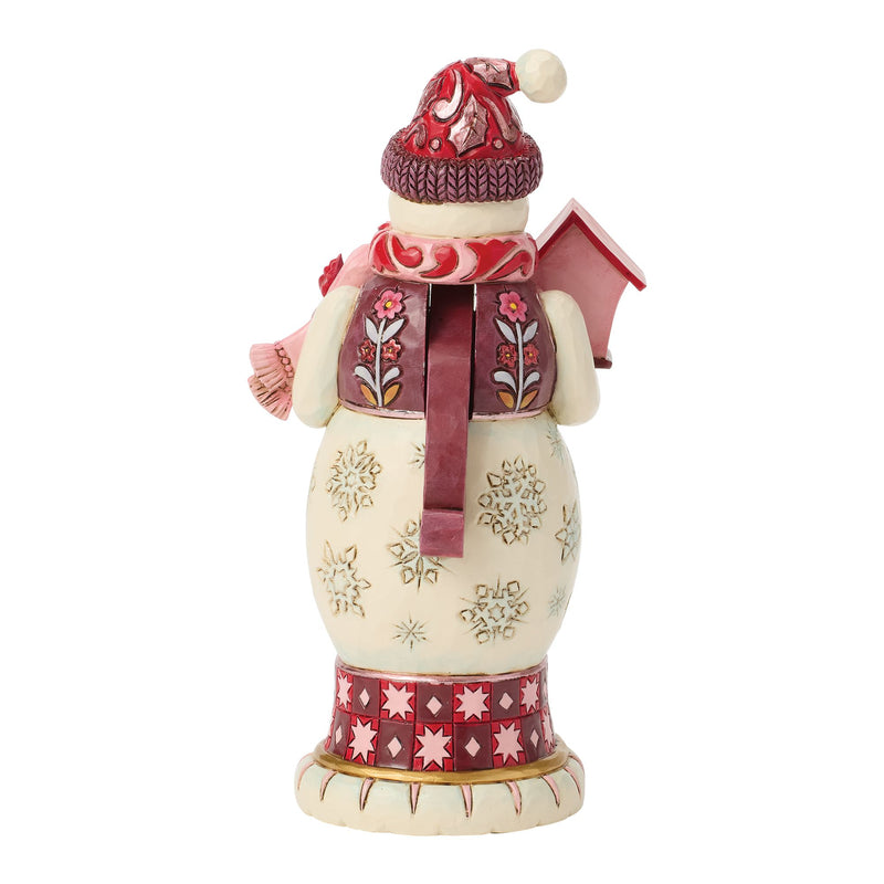 Snowman Nutcracker Red & Pink