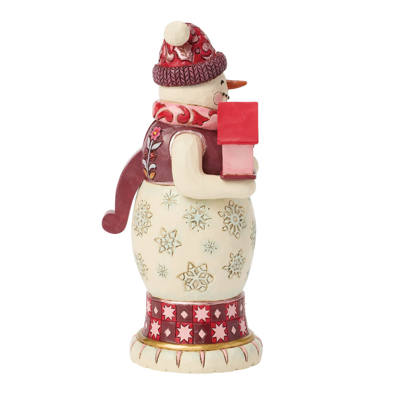 Snowman Nutcracker Red & Pink