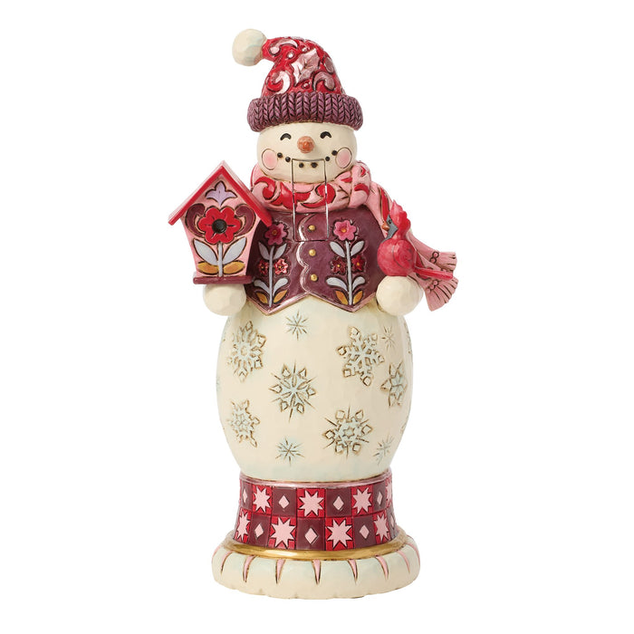 Snowman Nutcracker Red & Pink