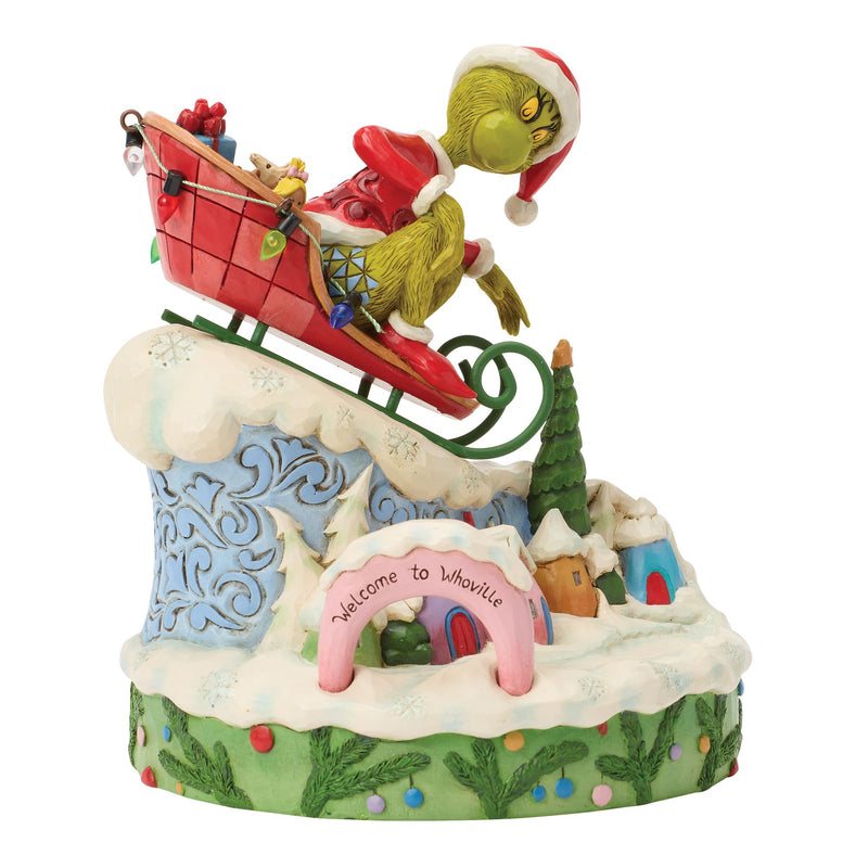 Grinch on Small Sled Figurine