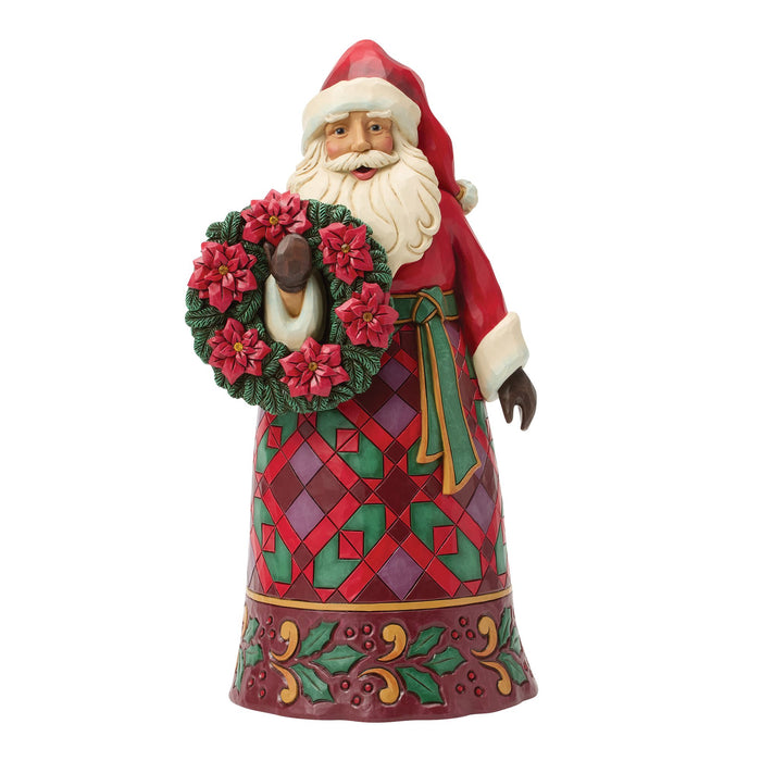 Santa w/ Wreath and Poinsettia