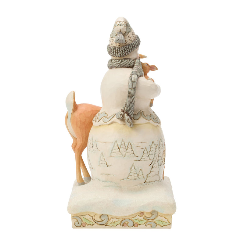 Wdlnd Snowman Holding a Fawn